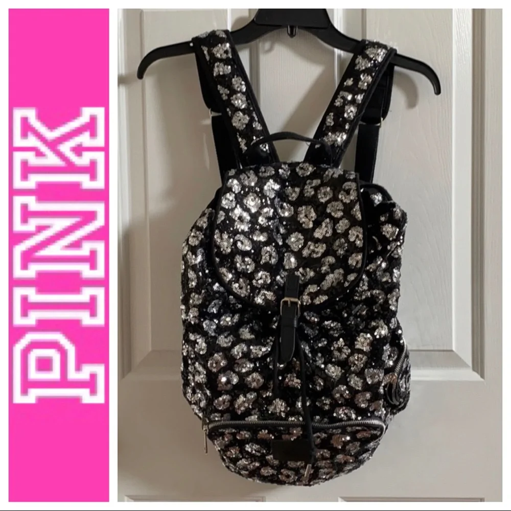 PINK  Victoria’s Secret Cheetah Sequin Backpack
